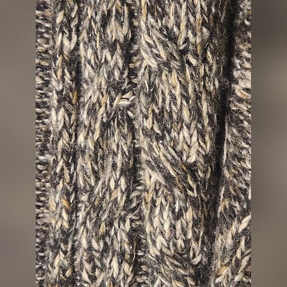 LaModeEstaVous 1/S BlackWhite Lngslv CableKnit WOOLMOHAIRBlend WomenOpenCardigan - Picture 10 of 11